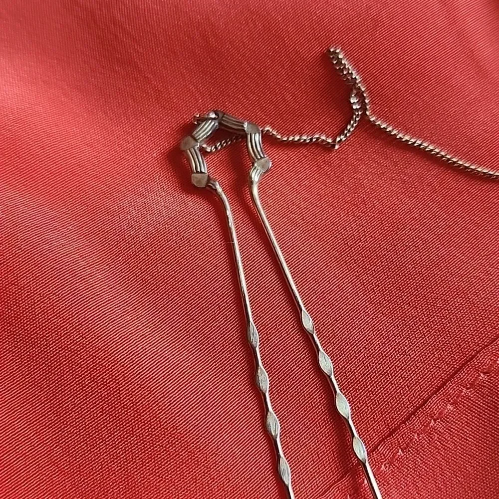 Antique Victorian Ladies Pince~nez Spectacles With Gold Tone Hair Pin & Chain